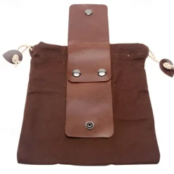 Outdoor leather canvas picking bag jungle foraging bag camping storage waist bag fruit picking bag