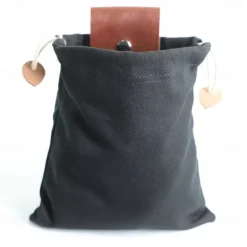 Outdoor leather canvas picking bag jungle foraging bag camping storage waist bag fruit picking bag