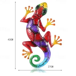 Outdoor Metal Decoration,Gecko Figurine,Hanging Gecko Wall Art Ornaments Lizard Wall Sculptures & Statues Decoration for Home Garden Farmhouse Porch Patio Lawn Fence Backyard