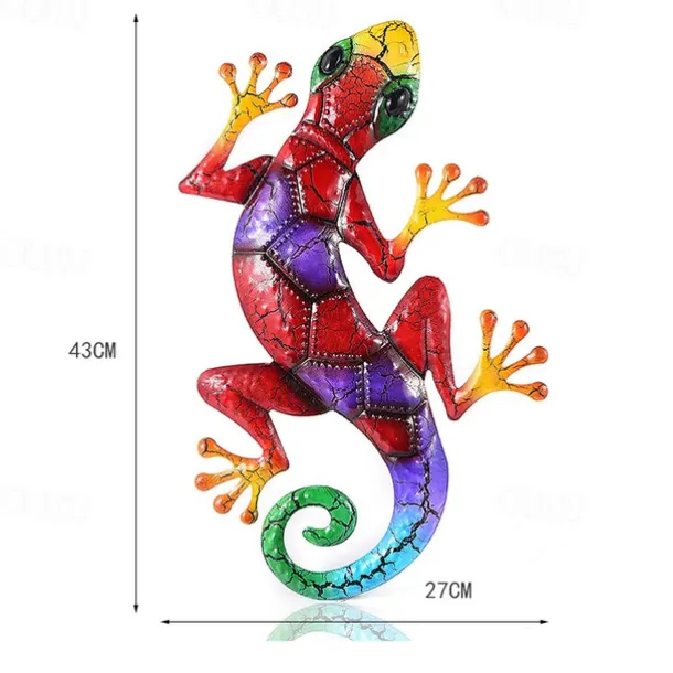 Outdoor Metal Decoration,Gecko Figurine,Hanging Gecko Wall Art Ornaments Lizard Wall Sculptures & Statues Decoration for Home Garden Farmhouse Porch Patio Lawn Fence Backyard