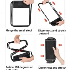 Outdoor Portable Folding Stool Collapsible Stool - Tactical Stool for Fishing, Travel, Camping, Hiking; Sturdy, Lightweight, and Compact for Queuing or Camping