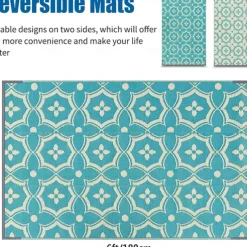 Outdoor Rug Plastic Straw Outside Area Rug Carpet 4x6ft Waterproof Reversible Portable Patio Decor Rug RV Camping Balcony Picnic Mat