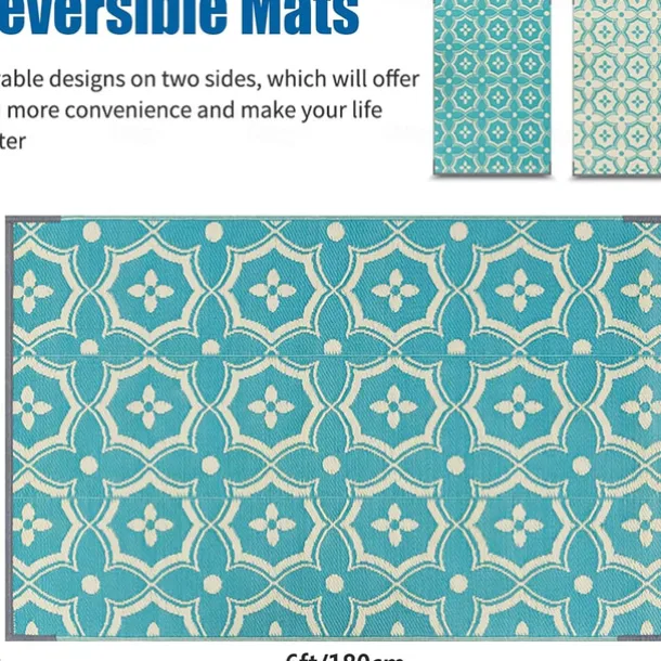 Outdoor Rug Plastic Straw Outside Area Rug Carpet 4x6ft Waterproof Reversible Portable Patio Decor Rug RV Camping Balcony Picnic Mat