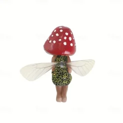 Outdoor Sleeping Little Forest Mushroom Fairy Resin Statue Decoration, Mini Hand Painted Resin Crafts Ornament for Home Garden Office