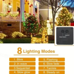 Outdoor Solar Curtain String Light, 3 * 3M-300LED/3 * 2M-200LED/3 * 1M-100LED, 8 Lighting Modes, IP65 Waterproof, Suitable for Home Garden, Porch, Backyard Wedding Parties, Thanksgiving Christmas