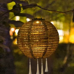 Outdoor Solar Power Hanging Light Lantern IP65 Waterproof Festive LED Solar Hanging Projection Garden Lamp For Yard Holiday Decor Lighting 25cm 10 Inch