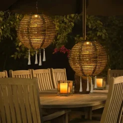 Outdoor Solar Power Hanging Light Lantern IP65 Waterproof Festive LED Solar Hanging Projection Garden Lamp For Yard Holiday Decor Lighting 25cm 10 Inch