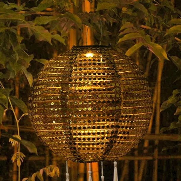 Outdoor Solar Power Hanging Light Lantern IP65 Waterproof Festive LED Solar Hanging Projection Garden Lamp For Yard Holiday Decor Lighting 25cm 10 Inch