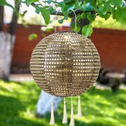 Outdoor Solar Power Hanging Light Lantern IP65 Waterproof Festive LED Solar Hanging Projection Garden Lamp For Yard Holiday Decor Lighting 25cm 10 Inch