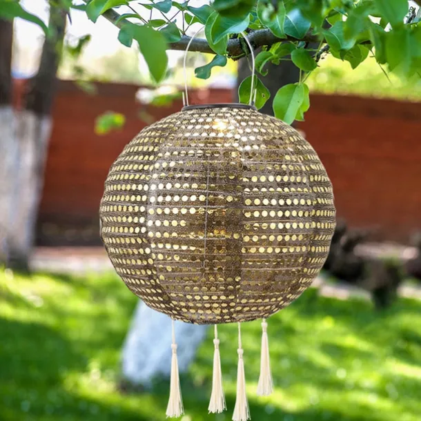 Outdoor Solar Power Hanging Light Lantern IP65 Waterproof Festive LED Solar Hanging Projection Garden Lamp For Yard Holiday Decor Lighting 25cm 10 Inch