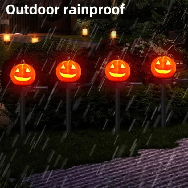 Outdoor Solar Powered Pumpkin Lights Halloween Decorative Pathway Light For Garden Yard Lawn Landscape Holiday Lights 1/2pcs
