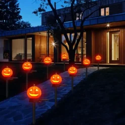 Outdoor Solar Powered Pumpkin Lights Halloween Decorative Pathway Light For Garden Yard Lawn Landscape Holiday Lights 1/2pcs
