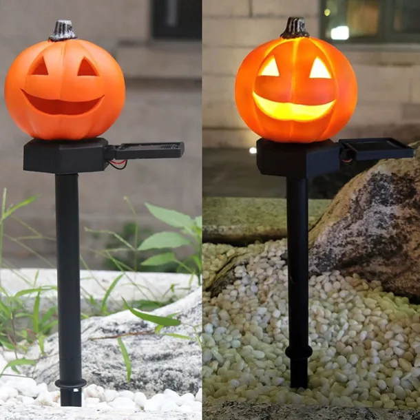 Outdoor Solar Powered Pumpkin Lights Halloween Decorative Pathway Light For Garden Yard Lawn Landscape Holiday Lights 1/2pcs