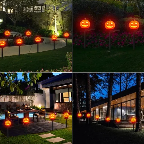 Outdoor Solar Powered Pumpkin Lights Halloween Decorative Pathway Light For Garden Yard Lawn Landscape Holiday Lights 1/2pcs