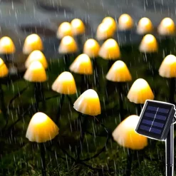 Outdoor Solar String Light LED Mushroom Solar String Light 3.8m 10 LEDs Outdoor Patio Garden Decoration Waterproof Fairy Light Courtyard Lawn Solar Ground Stakes Lamp 1 Set