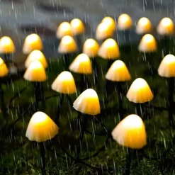 Outdoor Solar String Light LED Mushroom Solar String Light 3.8m 10 LEDs Outdoor Patio Garden Decoration Waterproof Fairy Light Courtyard Lawn Solar Ground Stakes Lamp 1 Set