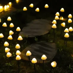 Outdoor Solar String Light LED Mushroom Solar String Light 3.8m 10 LEDs Outdoor Patio Garden Decoration Waterproof Fairy Light Courtyard Lawn Solar Ground Stakes Lamp 1 Set