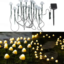 Outdoor Solar String Light LED Mushroom Solar String Light 3.8m 10 LEDs Outdoor Patio Garden Decoration Waterproof Fairy Light Courtyard Lawn Solar Ground Stakes Lamp 1 Set