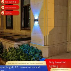 Outdoor Solar Wall Lights LED Garden Lights Smart Light Control Sensor Waterproof Wall Light Courtyard Porch Lamp Balcony Fence Passage Lighting Landscape Decoration Solar Night Light