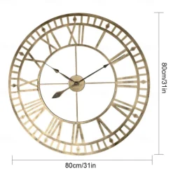 Outdoor Wall Clock Large Roman Numerals Design 3D Decorative Wall Clock Silent Quartz Clock Large Wall Clocks for Living Room Kitchen Outdoor Country House Hallway in Courtyard Loft 40 60 cm