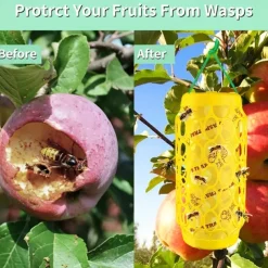 Outdoor Wasp & Bee Traps - Bright Yellow with Black Hexagonal Pattern, Durable PP Material, Reusable Insect Catcher for Hornets, Fruit Flies & More - No Electricity Needed