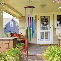 Outdoor Wind Chimes with 12 Colored Aluminum Tubes and Hooks, Decorated with Commemorative Wind Chimes for Families, Courtyards, Gardens, and Outdoor Occasions