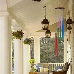 Outdoor Wind Chimes with 12 Colored Aluminum Tubes and Hooks, Decorated with Commemorative Wind Chimes for Families, Courtyards, Gardens, and Outdoor Occasions