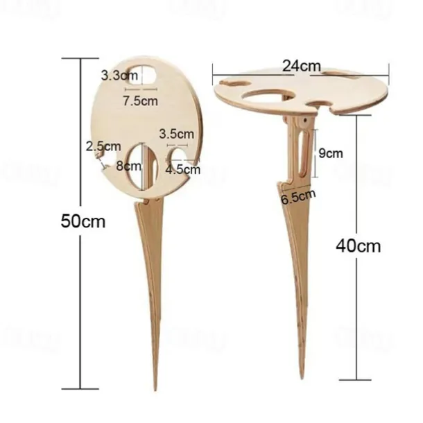 Outdoor Wine Table, Folding Wine Table Stake, Outdoor Wine Picnic Table, Portable Wine Glasses & Bottle Holder, Snack and Cheese Holder Tray for Backyard Camping, Beach, Wood Wine Rack