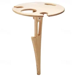 Outdoor Wine Table, Folding Wine Table Stake, Outdoor Wine Picnic Table, Portable Wine Glasses & Bottle Holder, Snack and Cheese Holder Tray for Backyard Camping, Beach, Wood Wine Rack