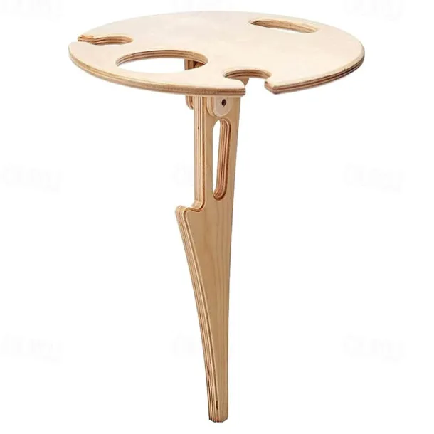 Outdoor Wine Table, Folding Wine Table Stake, Outdoor Wine Picnic Table, Portable Wine Glasses & Bottle Holder, Snack and Cheese Holder Tray for Backyard Camping, Beach, Wood Wine Rack