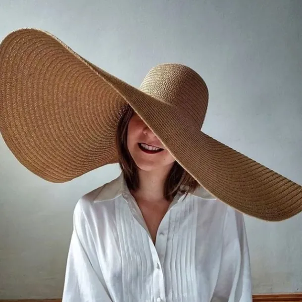 Oversized Brim Sun Hat, Women Elegant Breathable Straw Hats Outdoor Easter Beach Travel Sunscreen Cap Valentines Gifts