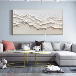 Oversized Seaswaves white Textured Painting handmade Clouds Abstract Painting Extra Large Wall Art pattle knife wave painting seascape painting Hand-painted Acrylic Minimalist Paintings