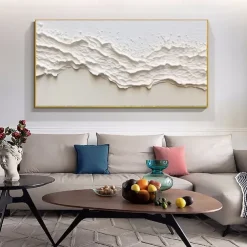 Oversized Seaswaves white Textured Painting handmade Clouds Abstract Painting Extra Large Wall Art pattle knife wave painting seascape painting Hand-painted Acrylic Minimalist Paintings
