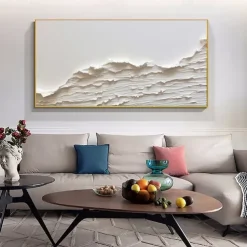 Oversized Seaswaves white Textured Painting handmade Clouds Abstract Painting Extra Large Wall Art pattle knife wave painting seascape painting Hand-painted Acrylic Minimalist Paintings