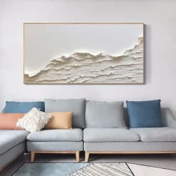 Oversized Seaswaves white Textured Painting handmade Clouds Abstract Painting Extra Large Wall Art pattle knife wave painting seascape painting Hand-painted Acrylic Minimalist Paintings