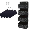 Over-the-Door Storage Bag: Featuring Floral and Solid Black Designs with White Borders, Equipped with 2 Hooks for Hanging, 4 Large Capacity Pockets for Filling, Suitable for Closets, Bathrooms, Nurseries, Bedrooms, Dormitories