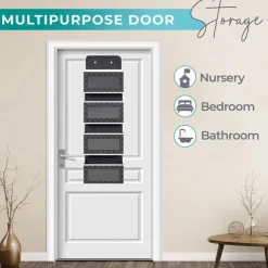 Over-the-Door Storage Bag: Featuring Floral and Solid Black Designs with White Borders, Equipped with 2 Hooks for Hanging, 4 Large Capacity Pockets for Filling, Suitable for Closets, Bathrooms, Nurseries, Bedrooms, Dormitories