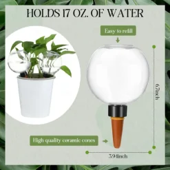 17oz Automatic Plant Watering Globes Plastic Self Watering Plant Waterer Watering Bulbs for Indoor Plants Drip Irrigation Plant Watering Devices with Slow Release Control for Garden
