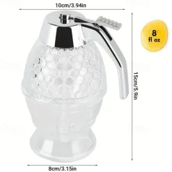 8oz Capacity Honey Dispenser with No-Drip Maple Syrup & Honey Comb Shaped Pot - Perfect for Home Storage!