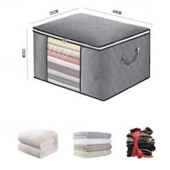 4-Pack Heavy-Duty Storage Bags with Zipper Under Bed Storage Waterproof Moving & Travel Storage Organizers Foldable Reinforced Handles for Clothes, Bedding,Blankets Space-Saving,Vertical Style