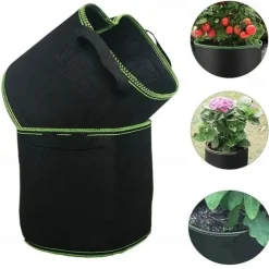 5-Pack Plant Grow Bags3/5/7/10Gallons Plant Fabric Pots Garden Container Heavy Duty Aeration Fabric Pots Thickened Nonwoven Fabric Grow Bags With Flap Handles For Veggies Flower Planter