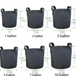 5-Pack Plant Grow Bags3/5/7/10Gallons Plant Fabric Pots Garden Container Heavy Duty Aeration Fabric Pots Thickened Nonwoven Fabric Grow Bags With Flap Handles For Veggies Flower Planter