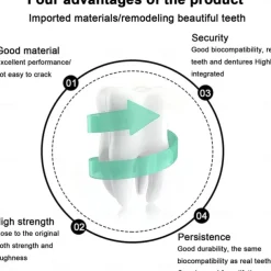 1Pack Silicone Teeth Whitening Teeth Cover Teeth Braces Simulation Denture Upper Teeth Lower Teeth Set with Box Perfect Smile