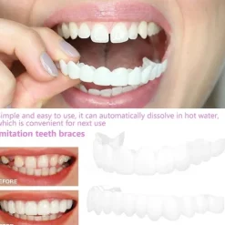 1Pack Silicone Teeth Whitening Teeth Cover Teeth Braces Simulation Denture Upper Teeth Lower Teeth Set with Box Perfect Smile