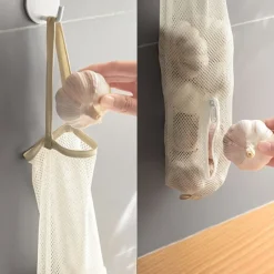 2-Pack Wall Hanging Storage Bags - Multifunctional Mesh Net Bags for Food Storage, Fruit and Vegetable Kitchen Organizers, Durable and Convenient