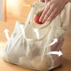 2-Pack Wall Hanging Storage Bags - Multifunctional Mesh Net Bags for Food Storage, Fruit and Vegetable Kitchen Organizers, Durable and Convenient