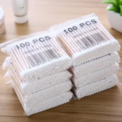 3Packs/300pcs Cotton Swab Double-End Wooden Swab Cotton Swab Cotton Swab Ear Tampon Baseball Makeup Removal Cotton Swab