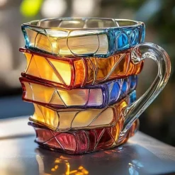 Painted Book Mug 300ml/10oz Guitar Coffee Cup Book Coffee Mug Unique Colorful Resin Books Stack Coffee Cup Collection Gift Ideal for Book Lover Gifts