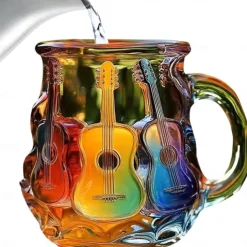 Painted Book Mug 300ml/10oz Guitar Coffee Cup Book Coffee Mug Unique Colorful Resin Books Stack Coffee Cup Collection Gift Ideal for Book Lover Gifts