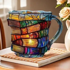 Painted Book Mug 300ml/10oz Guitar Coffee Cup Book Coffee Mug Unique Colorful Resin Books Stack Coffee Cup Collection Gift Ideal for Book Lover Gifts